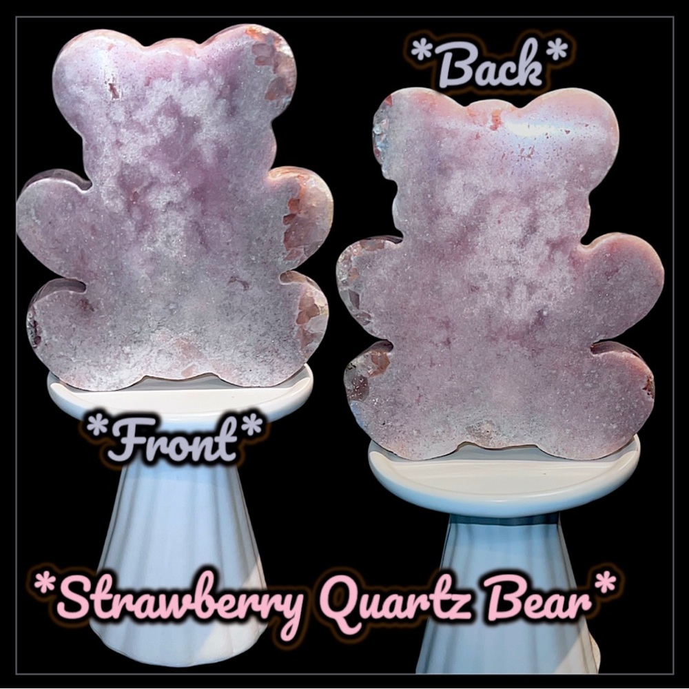 Strawberry Quartz Bear Carving